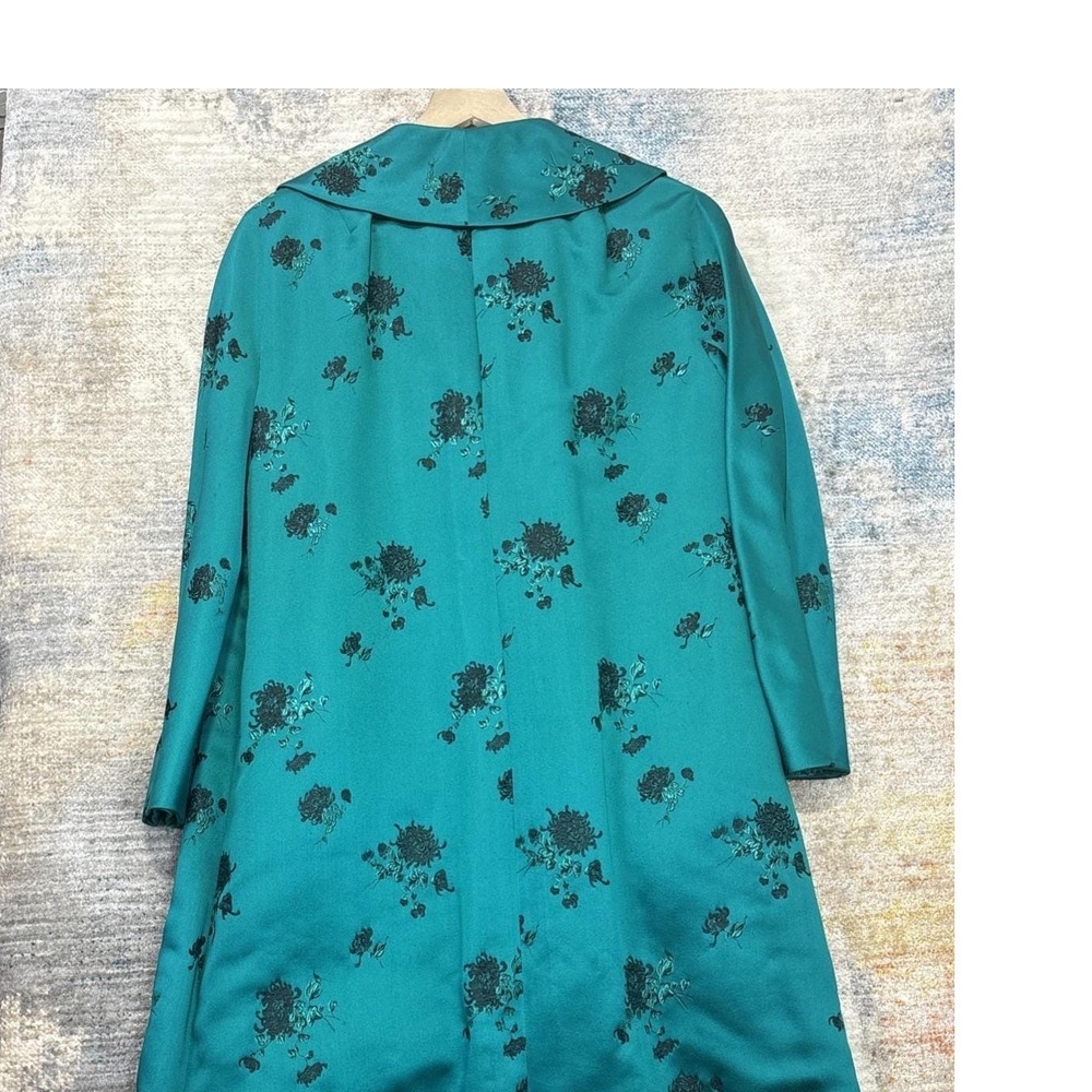 Vintage Teal Embroidered Formal Coat Dress Set Baroque Opera Style Custom Made - Picture 11 of 11